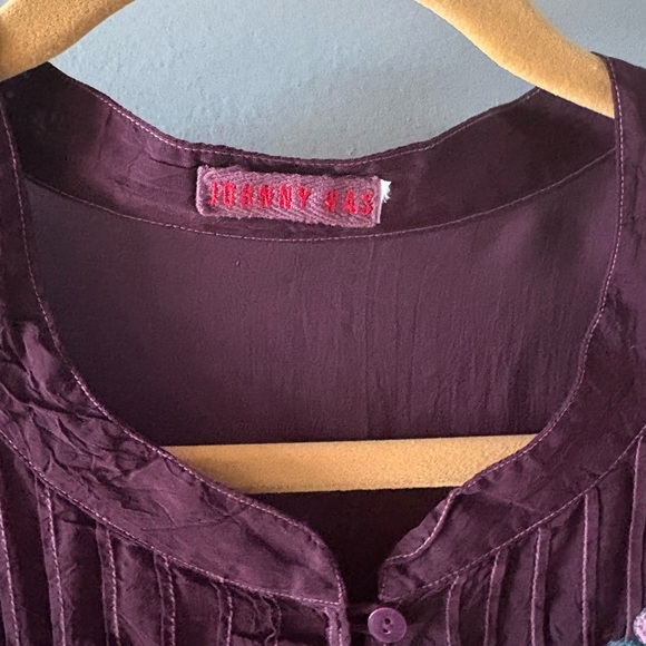 Johnny Was Embroidered V-Neck Tunic Top - Wine